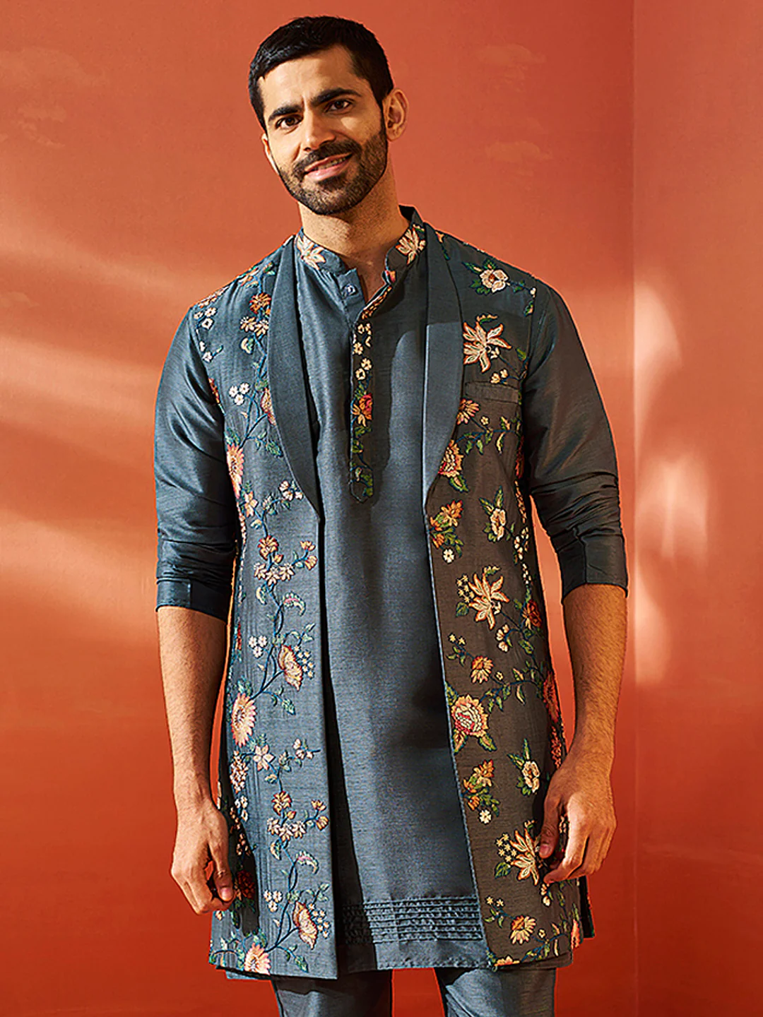 Men’S Grey Nehru Jacket - Image 3