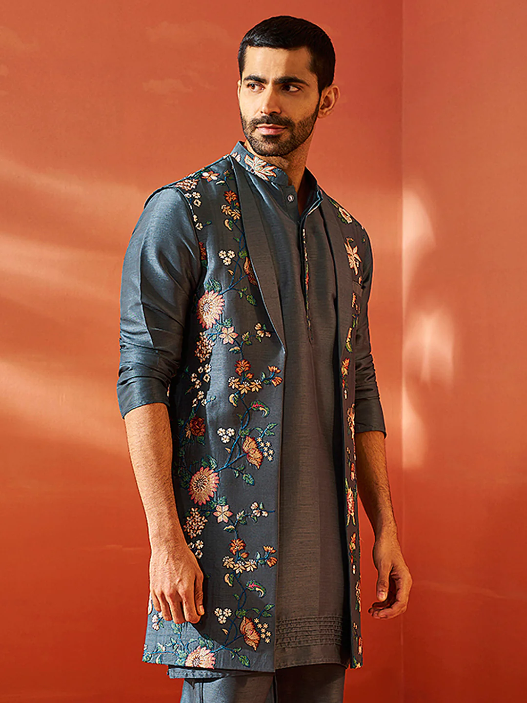 Men’S Grey Nehru Jacket - Image 4