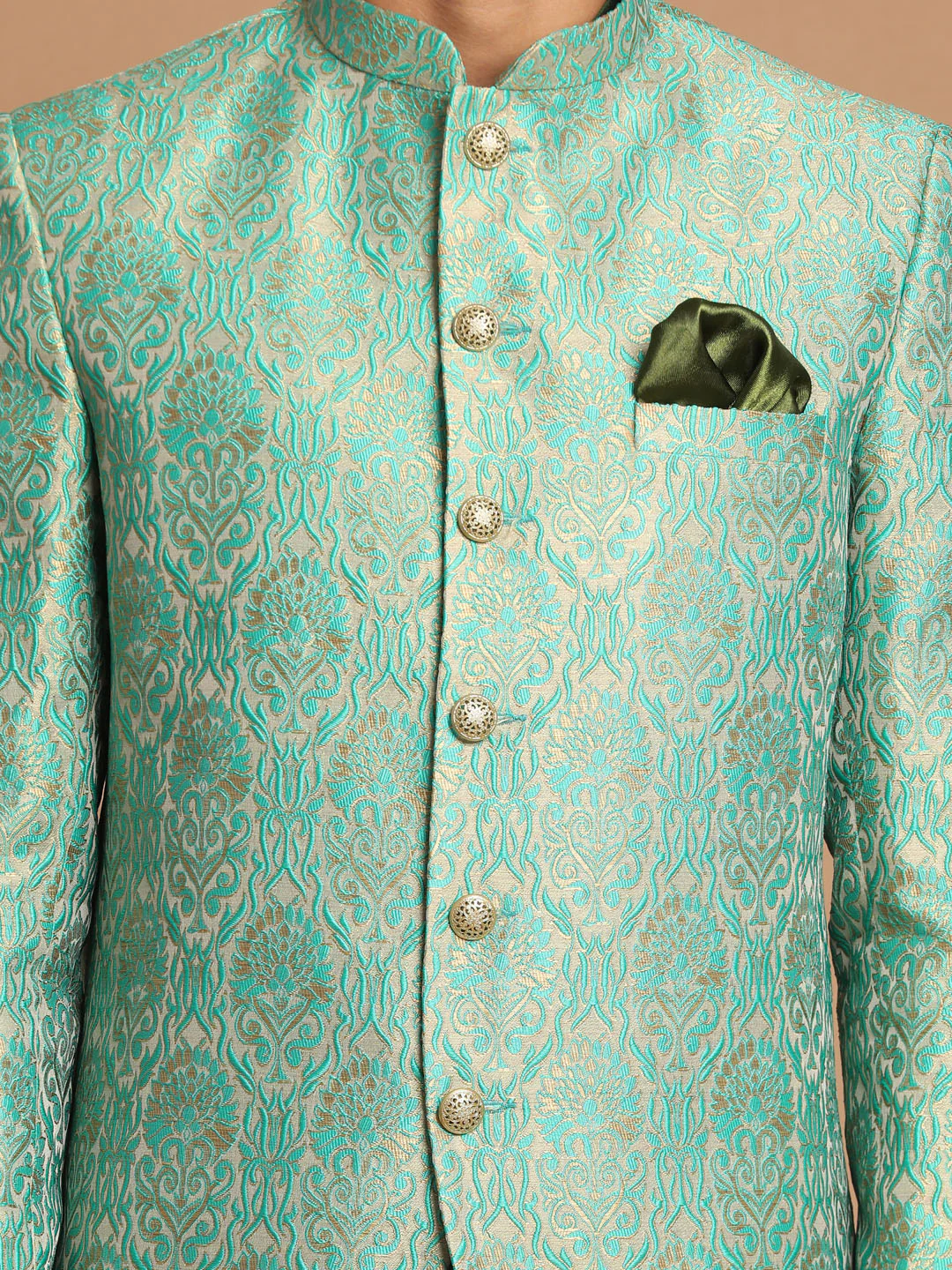 Men's Green Woven Jodhpuri - Image 4