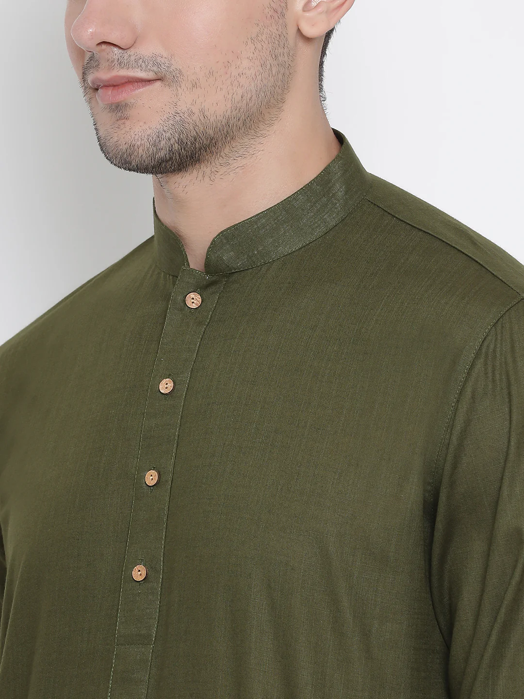 VASTRAMAY Men's Green Cotton Kurta and Pyjama Set - Image 3