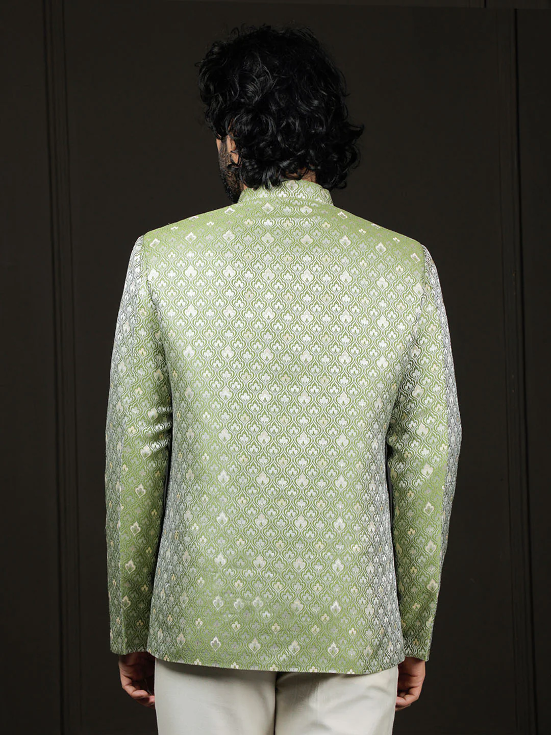 Men's Green Silk Blend Jodhpuri - Image 3