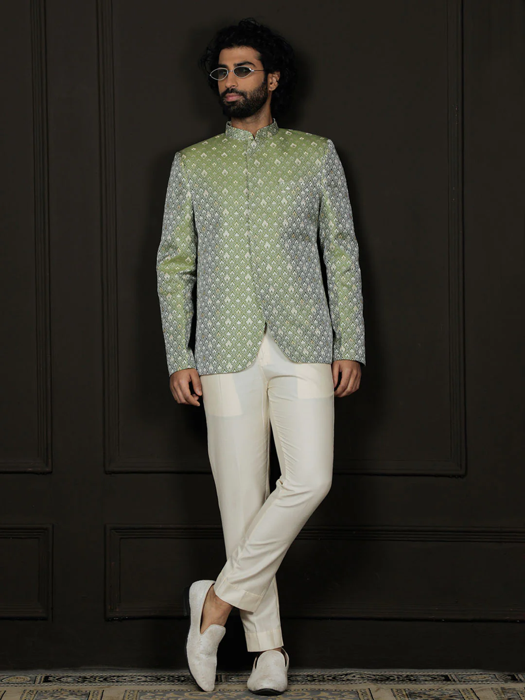 Men's Green Silk Blend Jodhpuri - Image 5