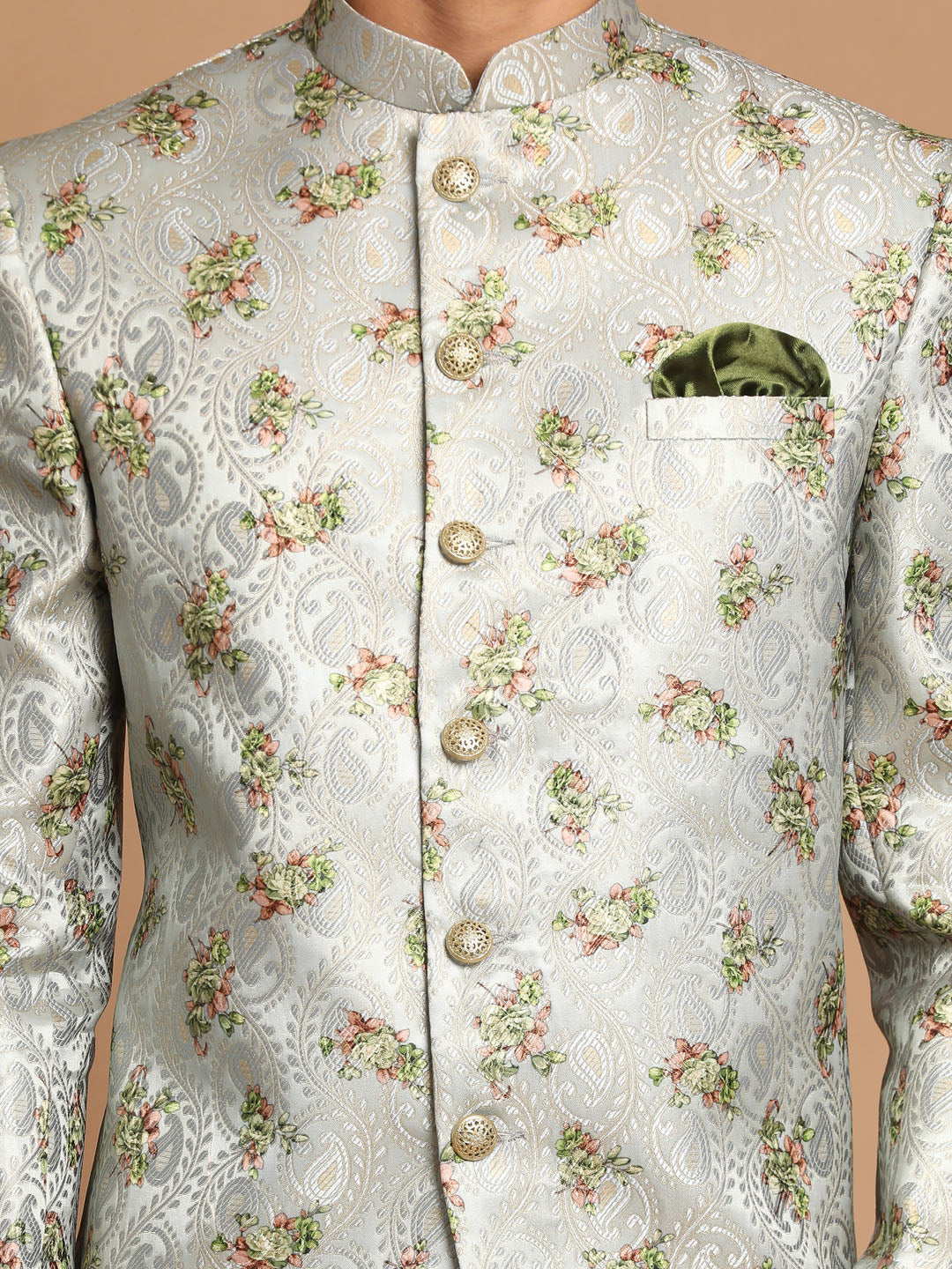 Men's Light Green Woven Jodhpuri - Image 4