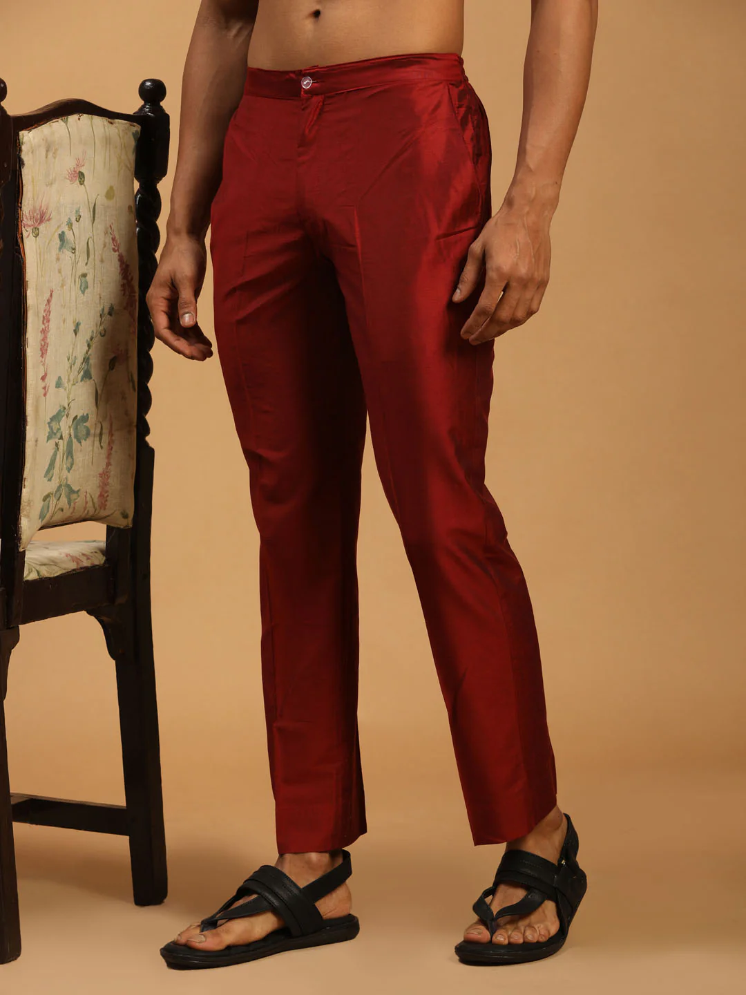 Men's Maroon Cotton Pant Style Pyjama - Image 2