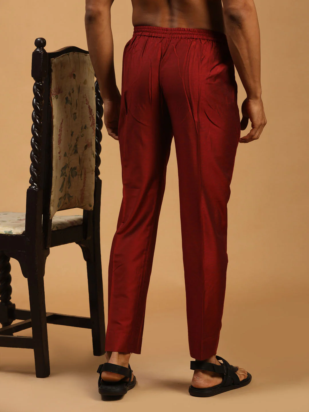 Men's Maroon Cotton Pant Style Pyjama - Image 3