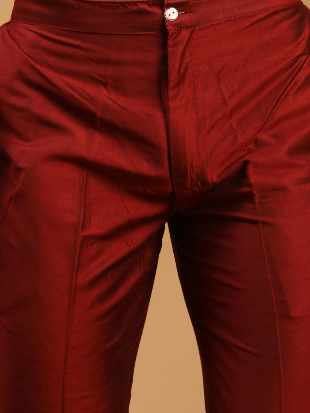 Men's Maroon Cotton Pant Style Pyjama - Image 4