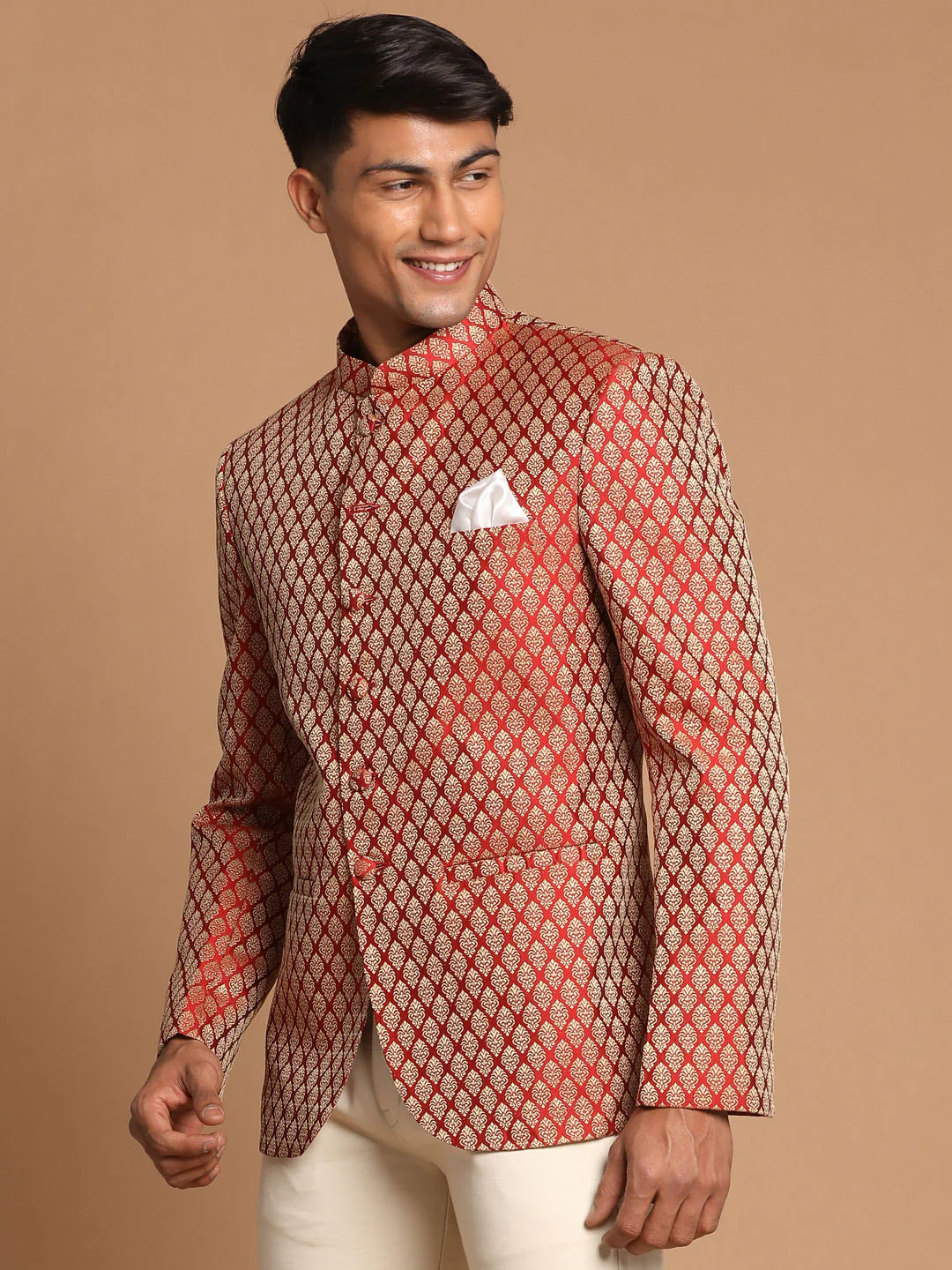 Men's Maroon Silk Blend Ethnic Jodhpuri - Image 2