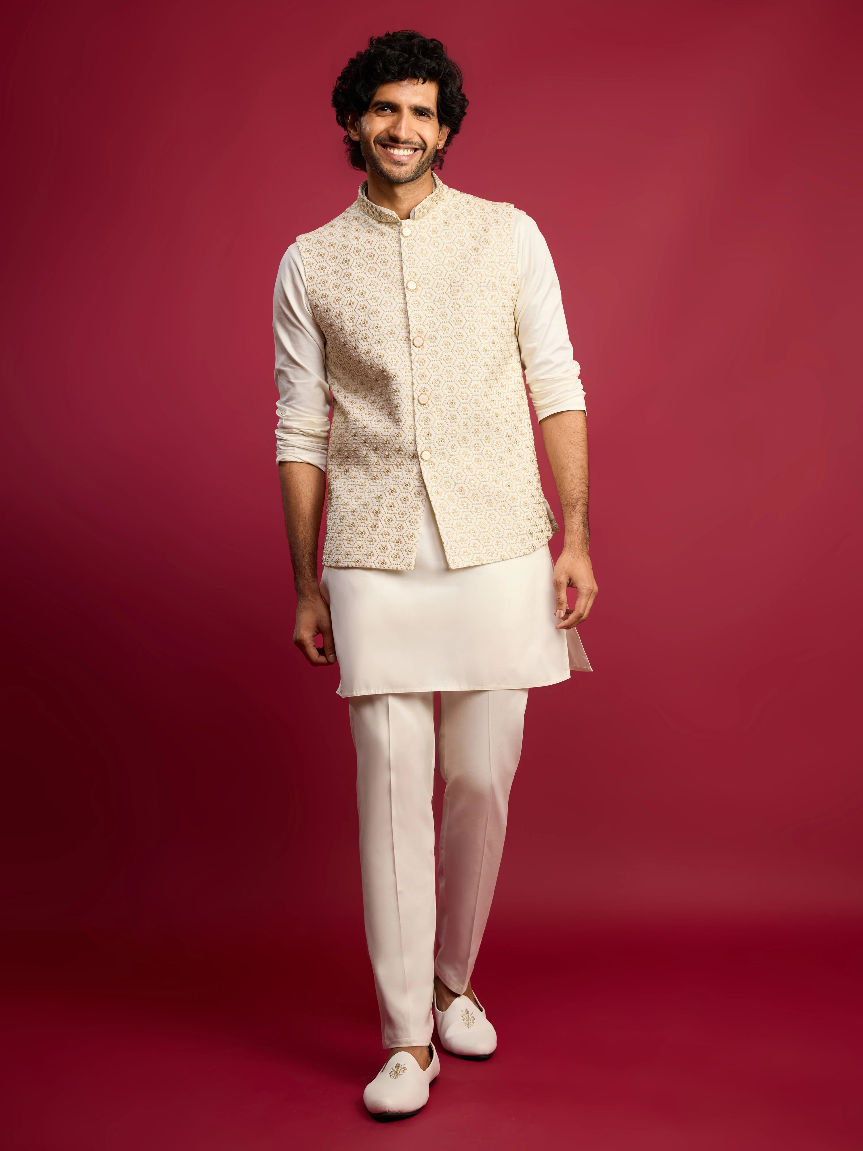 Men's Off White - Nehru Jacket - Image 6