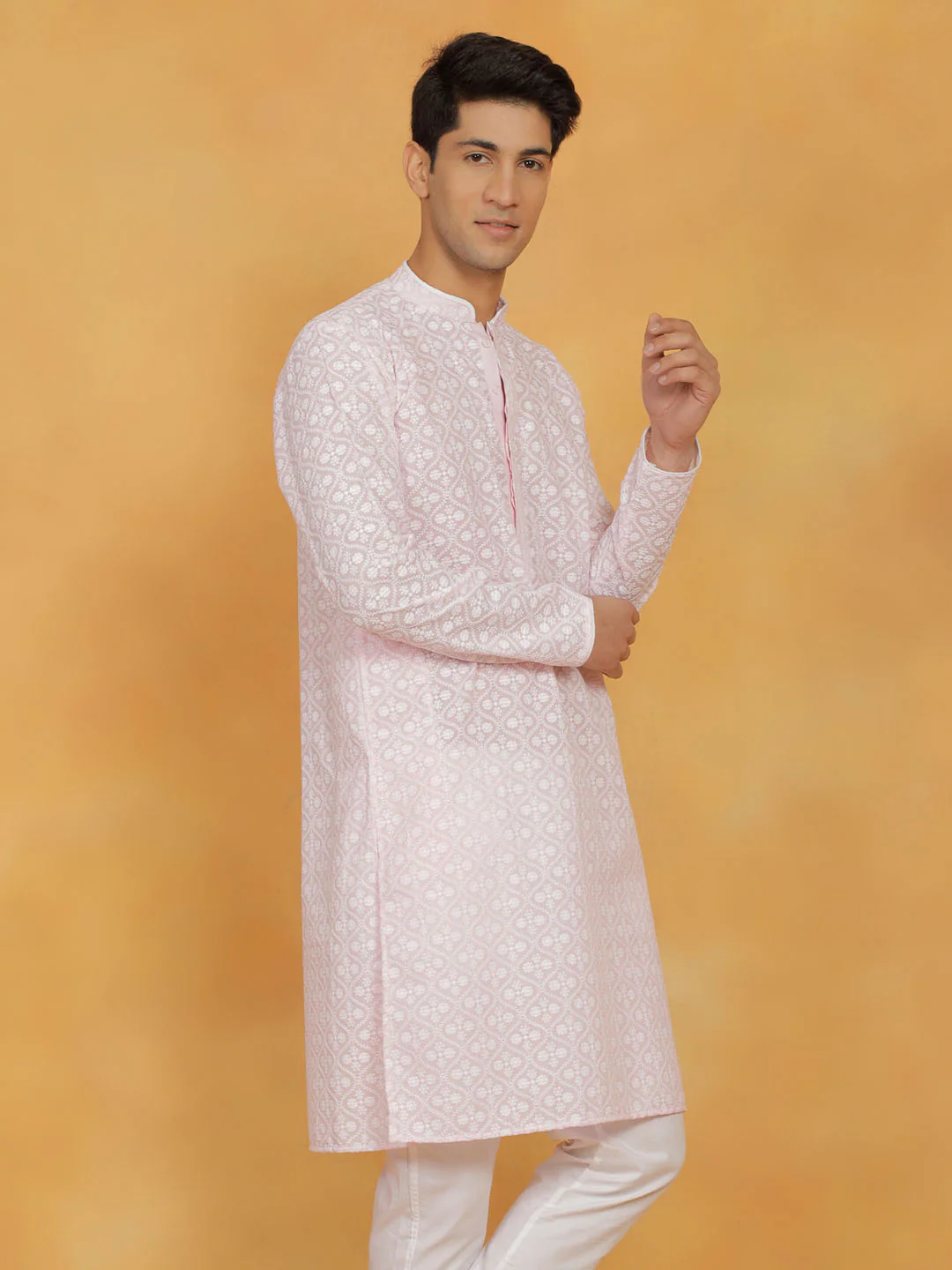 Men's Pink Cotton Kurta - Image 2