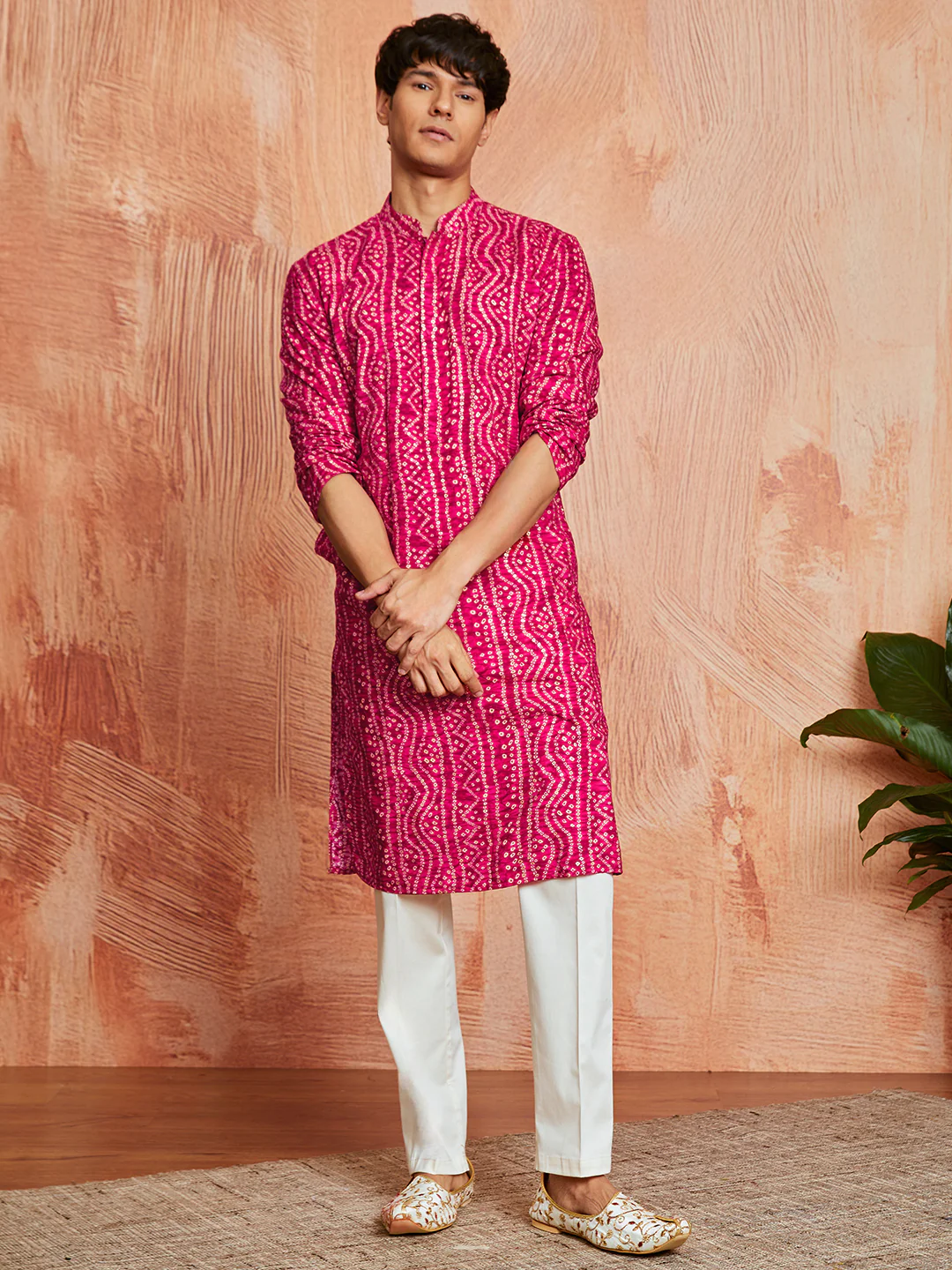 Men's Pink Rayon Kurta And Pyjama Set - Image 5
