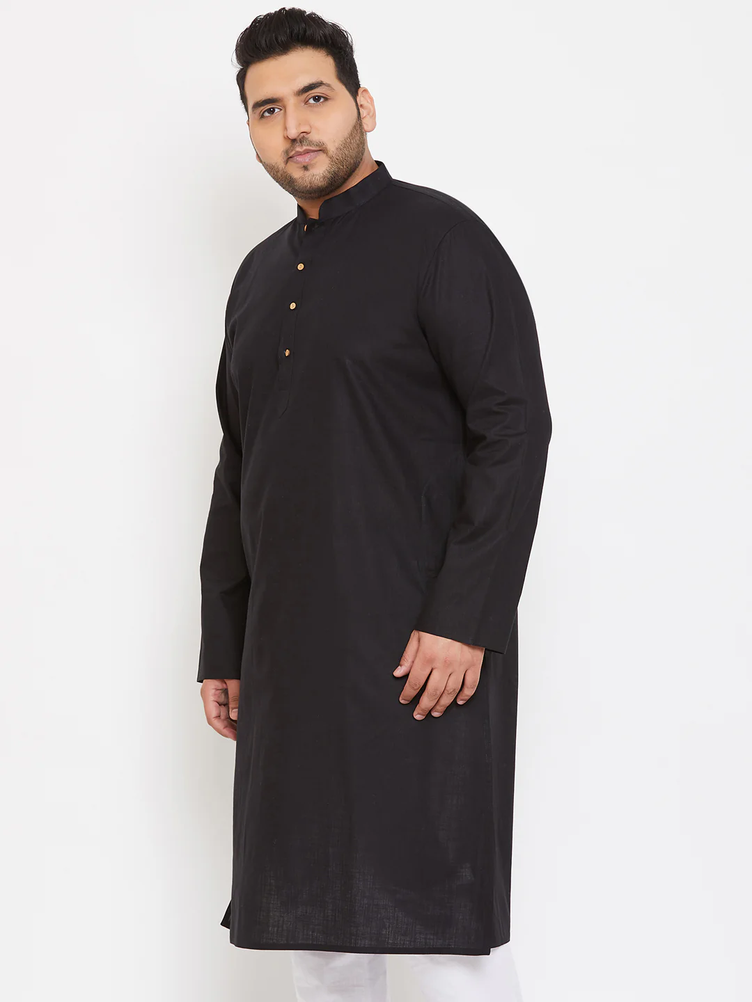 Men's Plus Size Black Cotton Kurta - Image 2