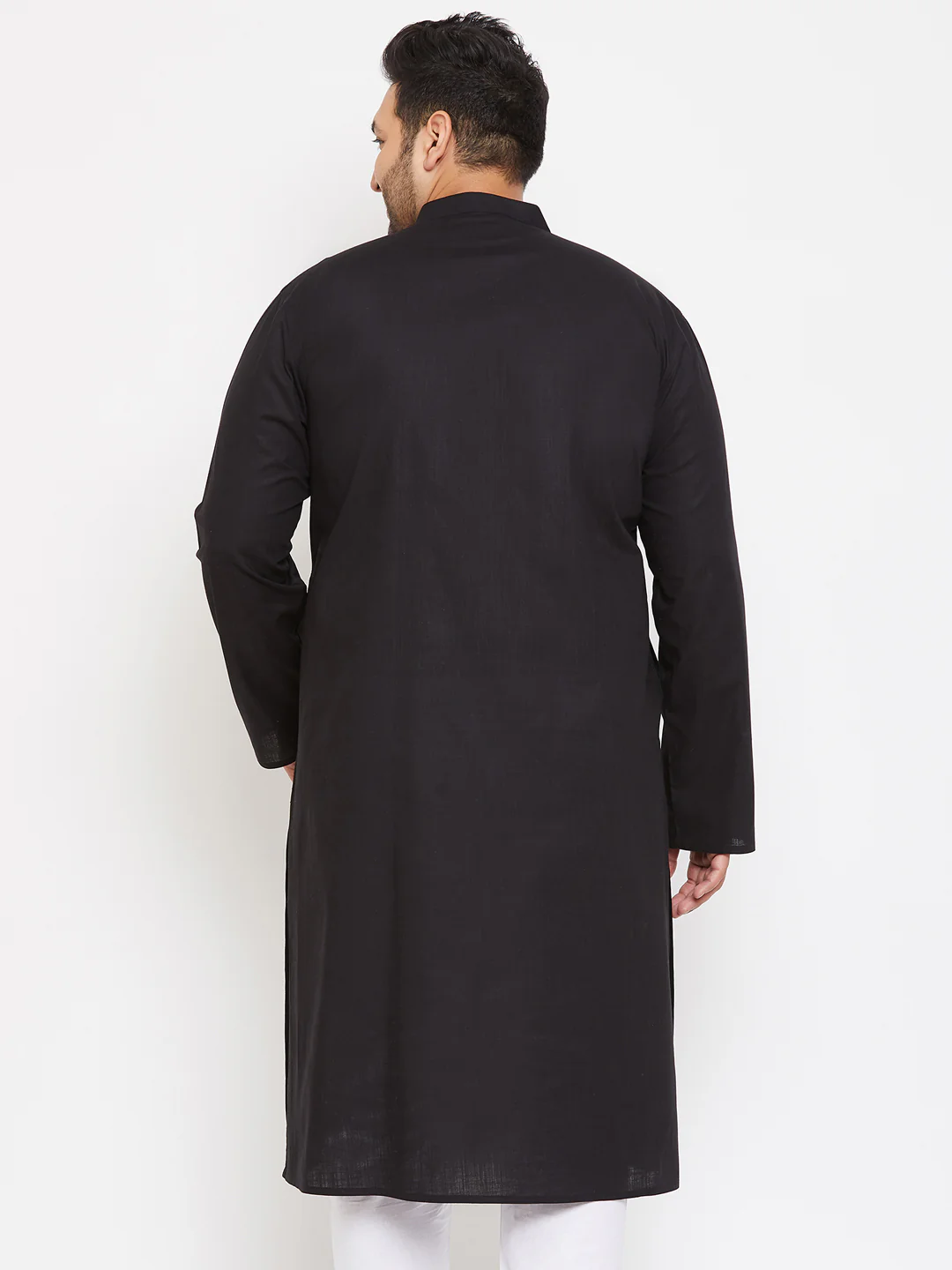 Men's Plus Size Black Cotton Kurta - Image 3
