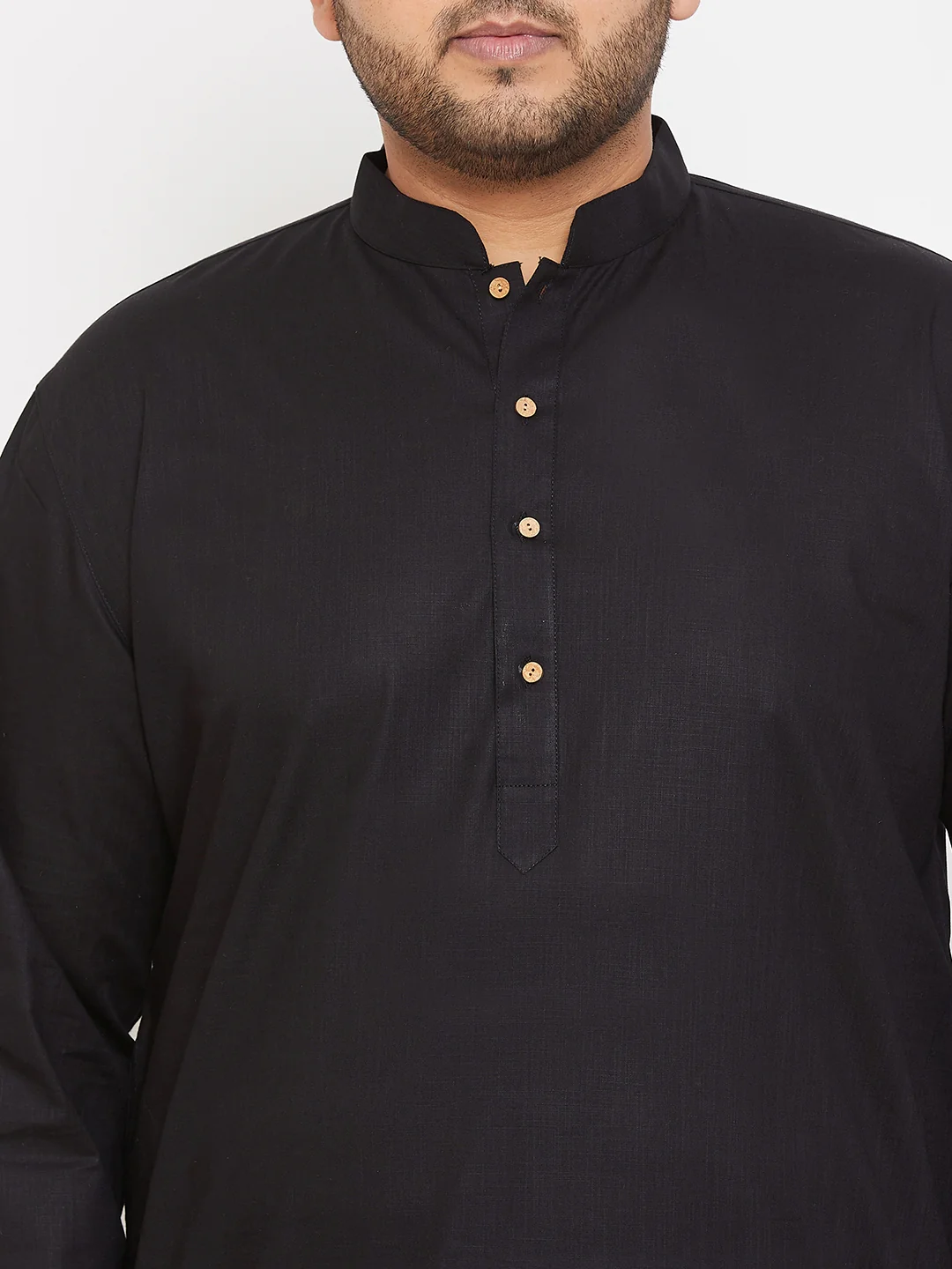 Men's Plus Size Black Cotton Kurta - Image 4
