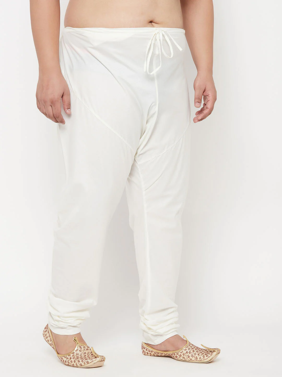 Men's Plus Size Cream Silk Blend Pyjama - Image 2