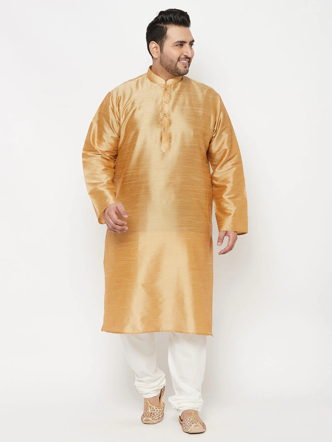 Men's Plus Size Cream Silk Blend Pyjama - Image 5