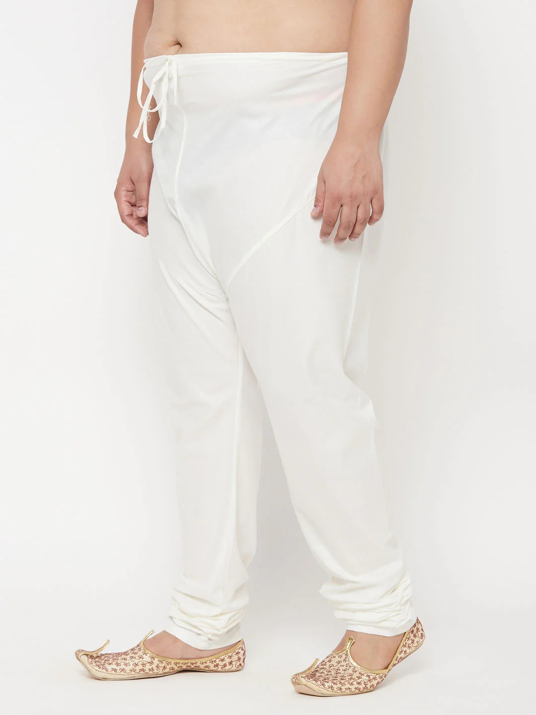 Men's Plus Size Cream Silk Blend Pyjama - Image 6
