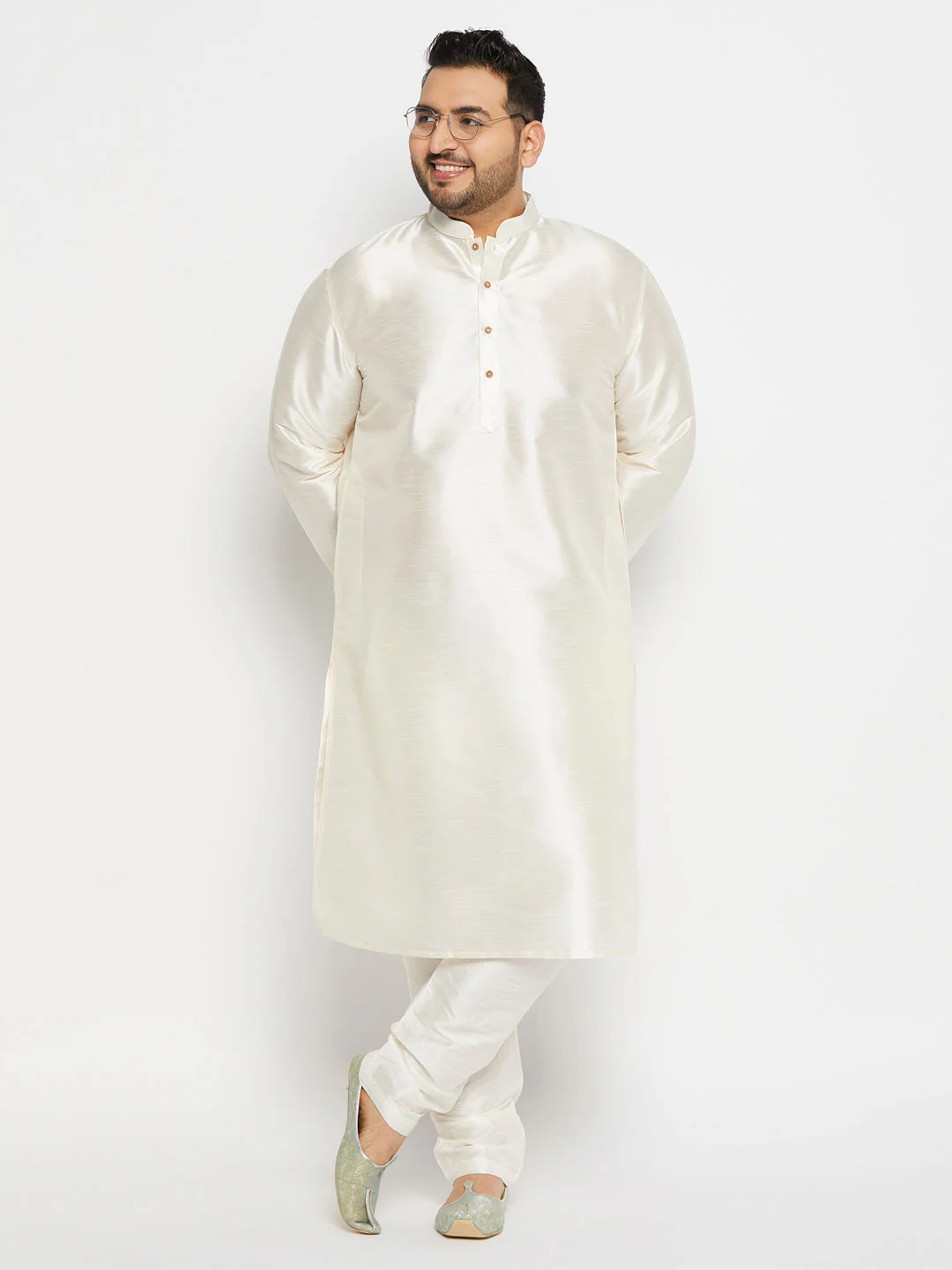 Men's Plus Size Cream Silk Blend Pant Style Pyjama - Image 6