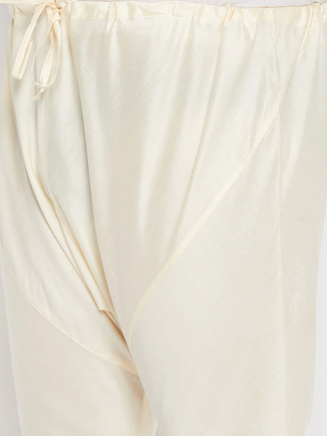 Men's Plus Size Cream Viscose Solid Relax Fit Churidar - Image 4