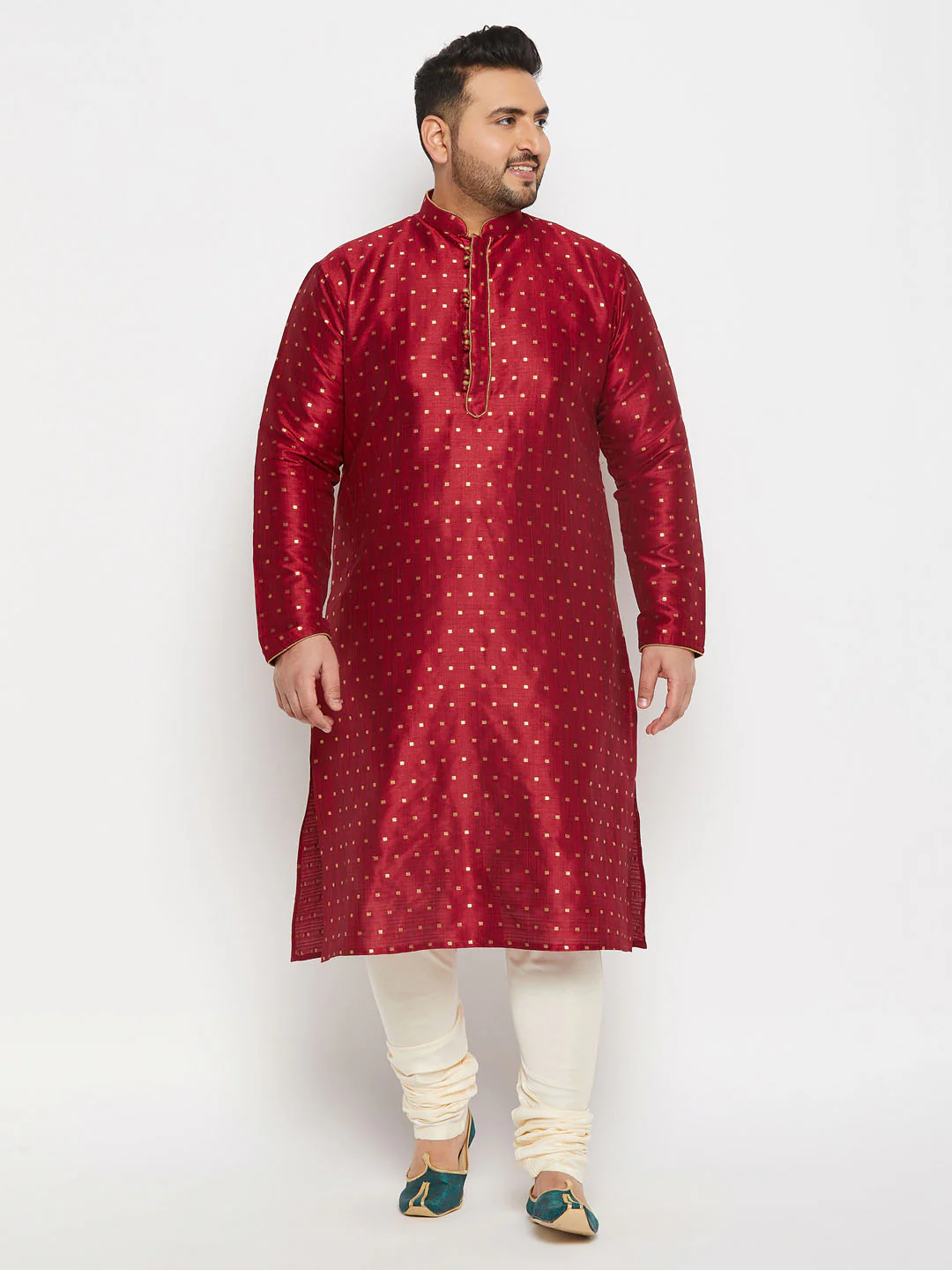 Men's Plus Size Cream Viscose Solid Relax Fit Churidar - Image 5