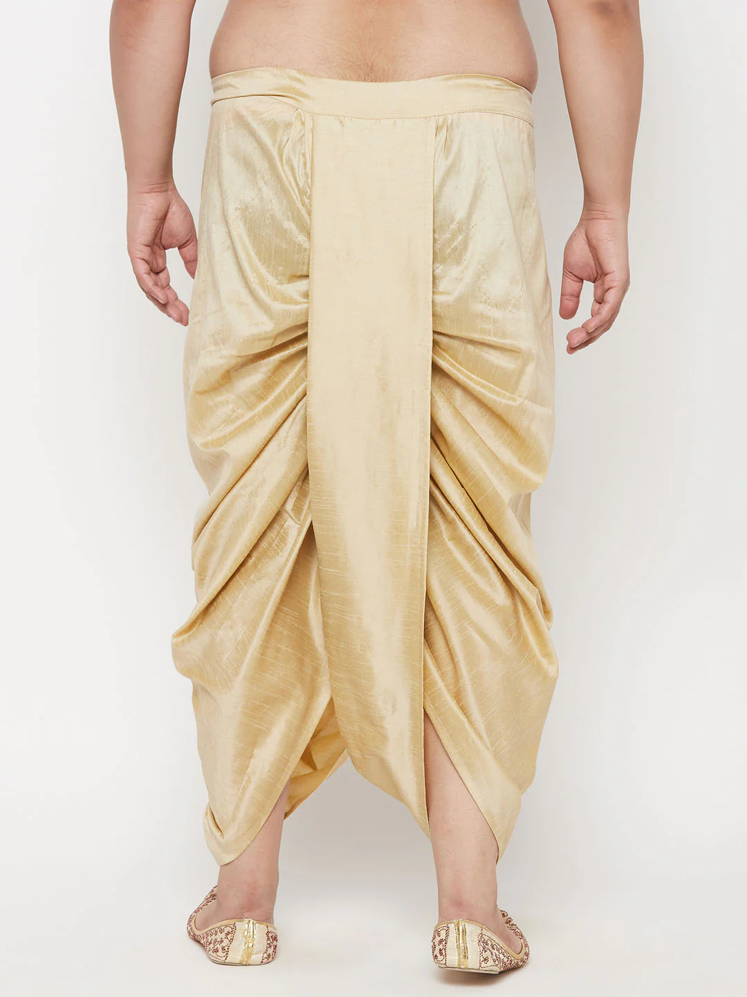 Men's Plus Size Gold Cotton Blend Solid Traditional Dhoti - Image 3