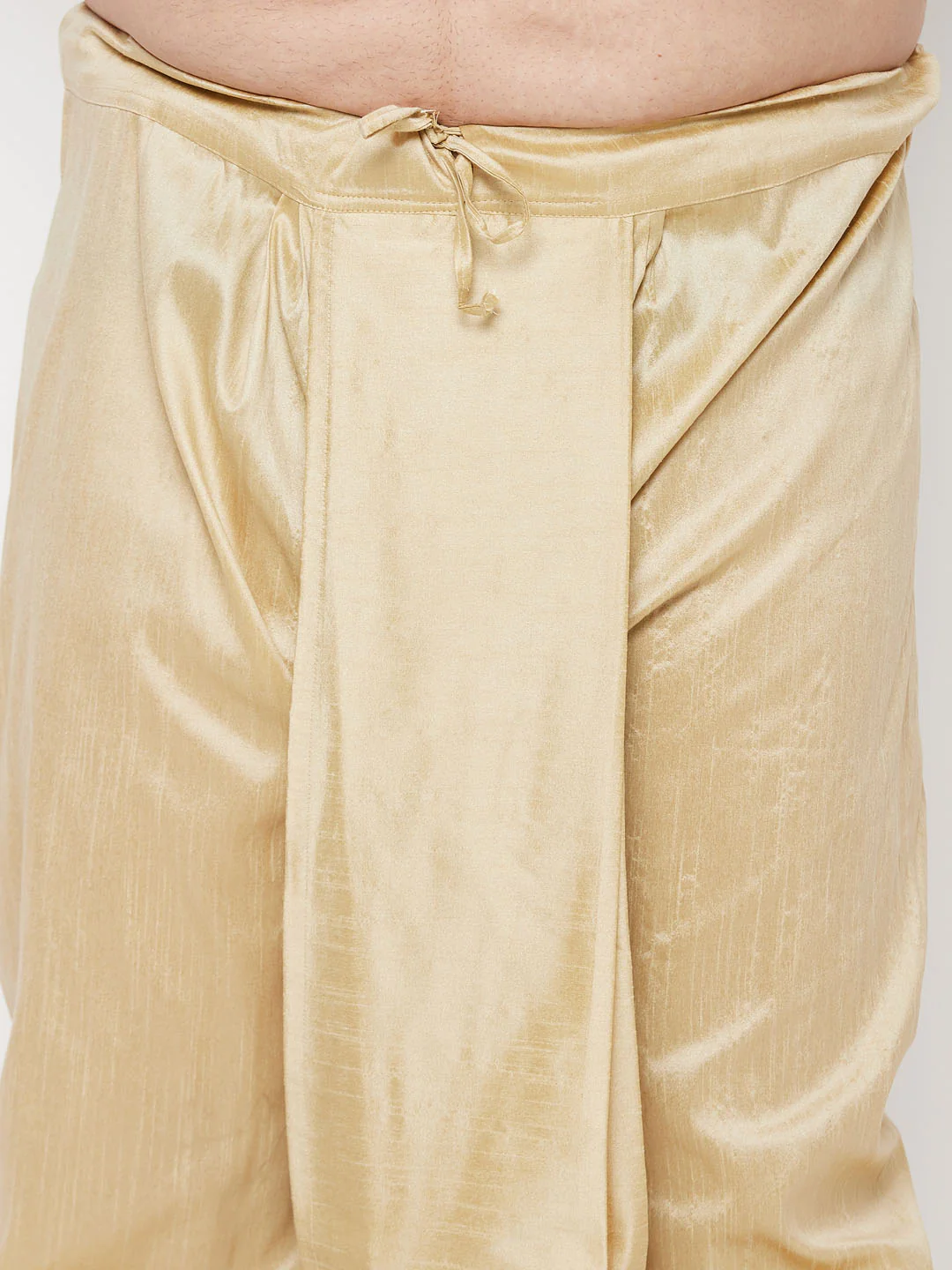 Men's Plus Size Gold Cotton Blend Solid Traditional Dhoti - Image 4