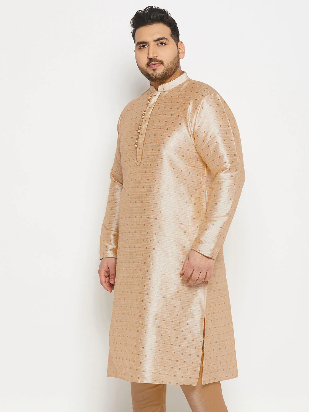 Men's Plus Size Gold Zari Weaved Kurta - Image 2