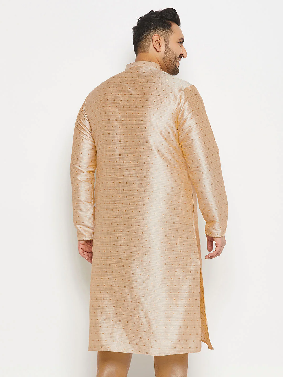 Men's Plus Size Gold Zari Weaved Kurta - Image 3