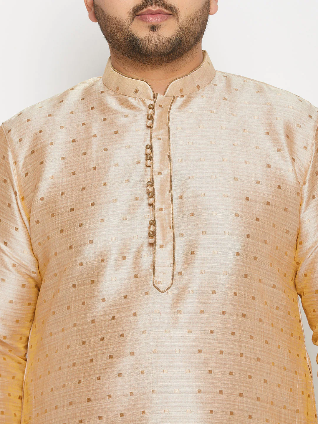 Men's Plus Size Gold Zari Weaved Kurta - Image 4