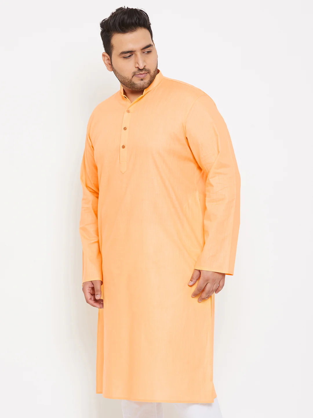 Men's Plus Size Peach Cotton Kurta - Image 2