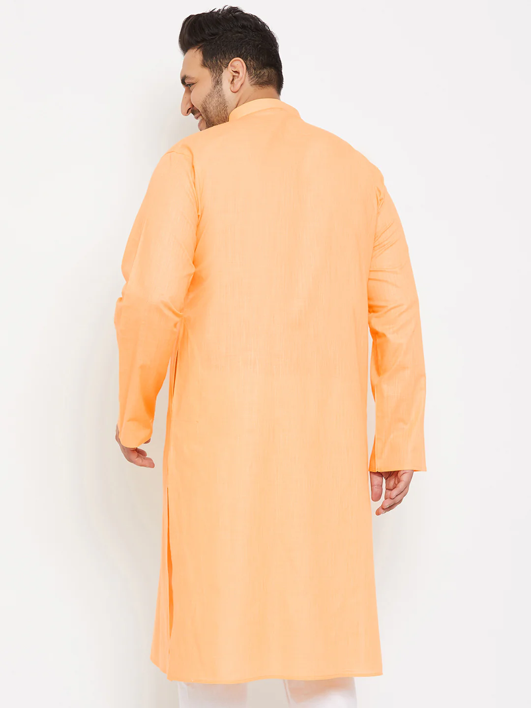Men's Plus Size Peach Cotton Kurta - Image 3