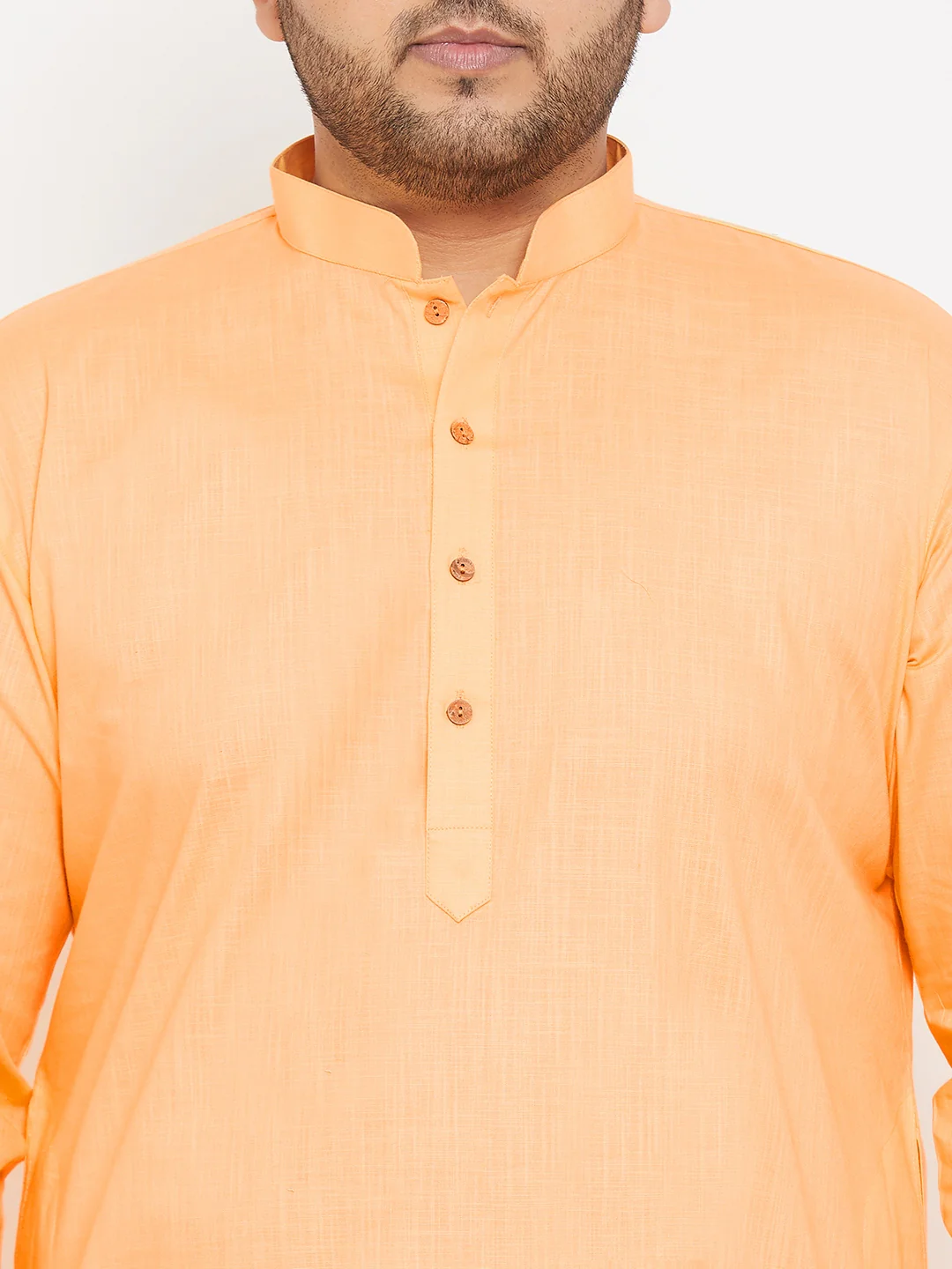 Men's Plus Size Peach Cotton Kurta - Image 4
