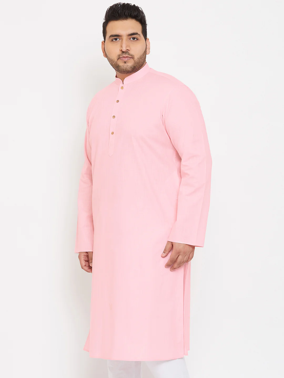 Men's Plus Size Pink Cotton Kurta - Image 2