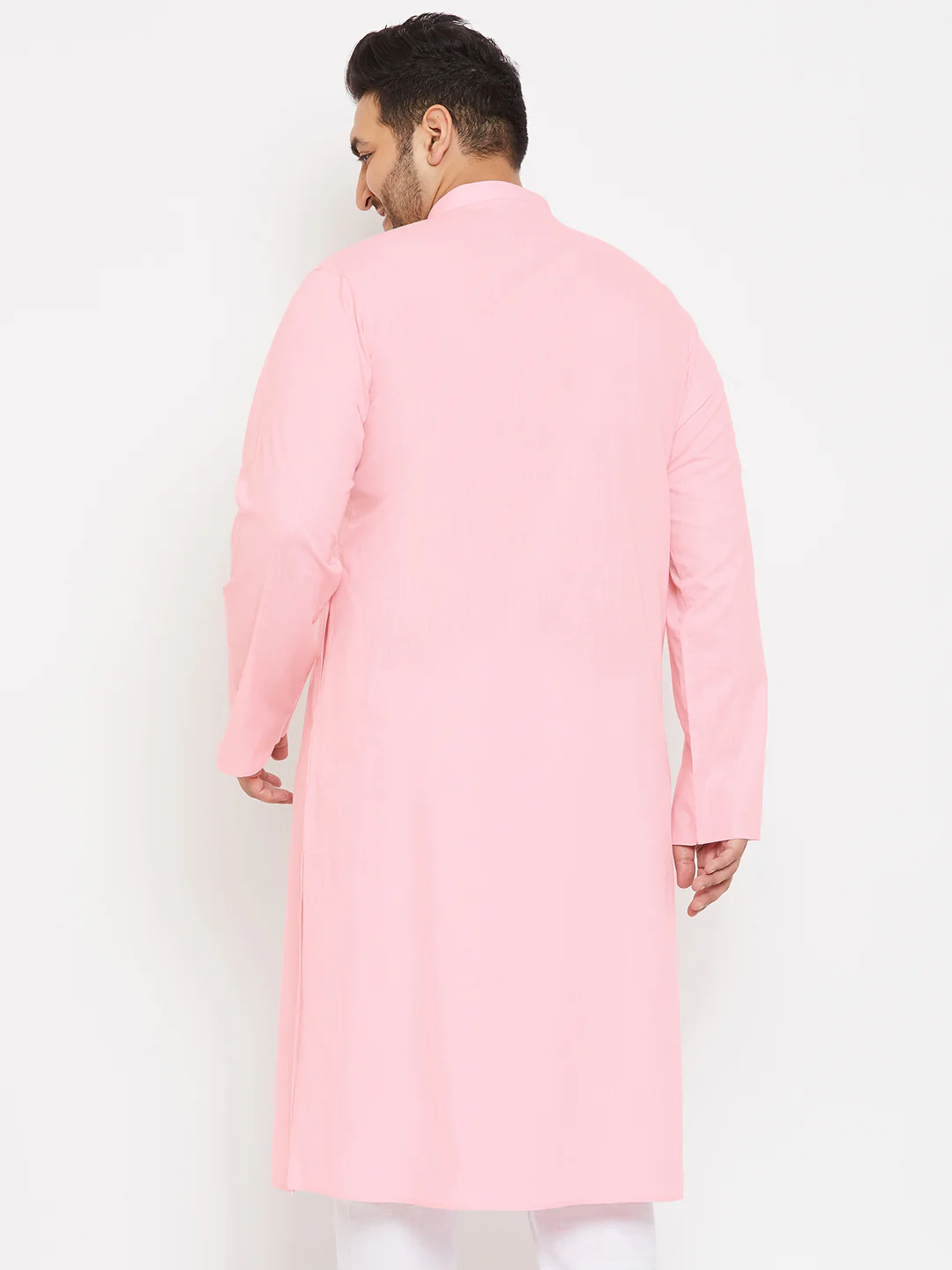 Men's Plus Size Pink Cotton Kurta - Image 3