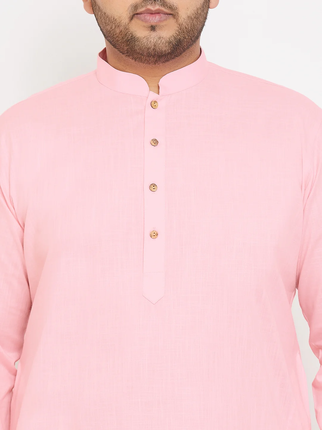 Men's Plus Size Pink Cotton Kurta - Image 4