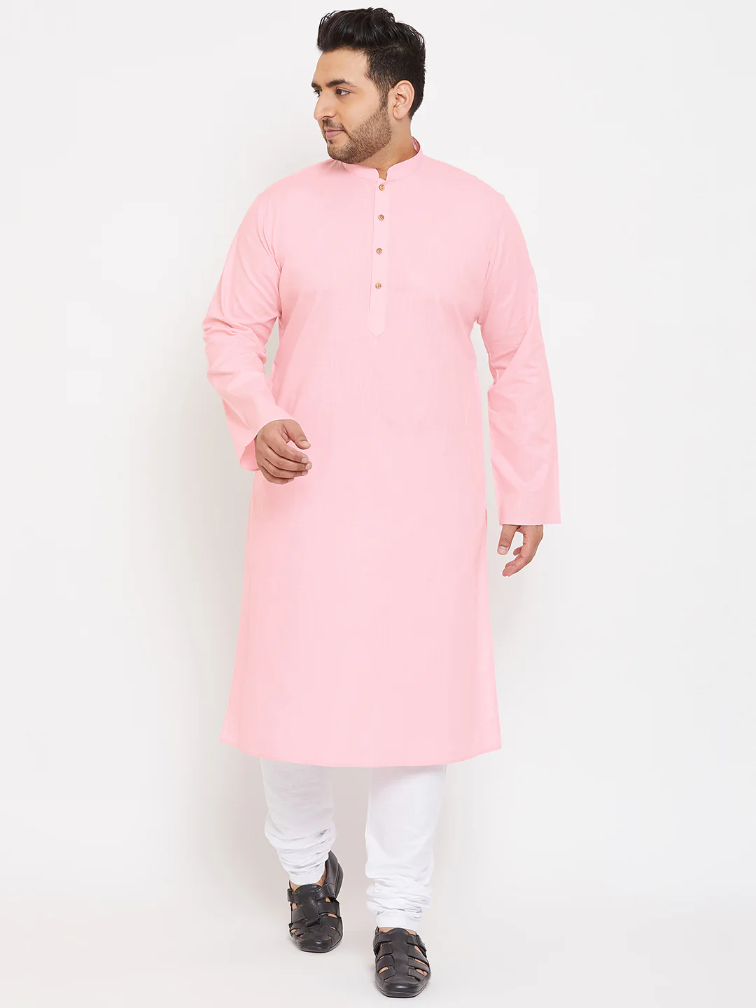 Men's Plus Size Pink Cotton Kurta - Image 5