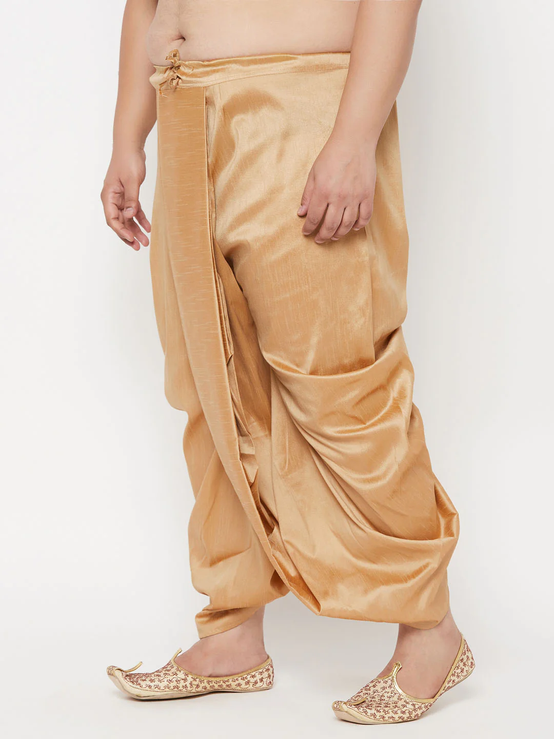 Men's Plus Size Rose Gold Cotton Blend Traditional Dhoti - Image 2