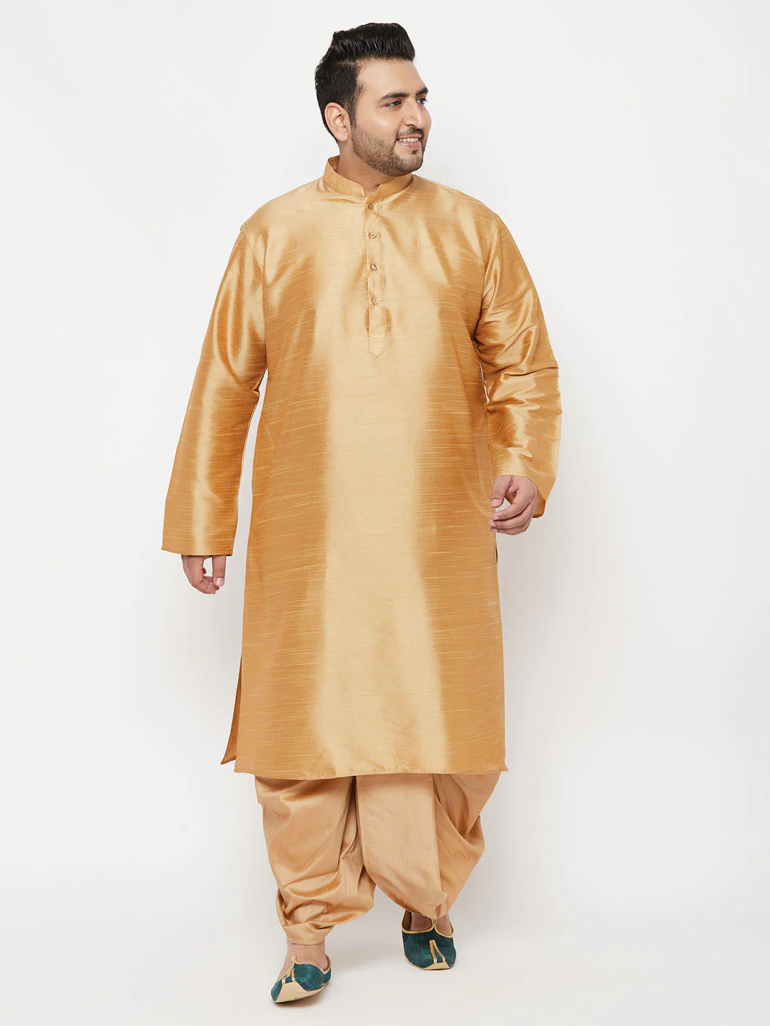 Men's Plus Size Rose Gold Cotton Blend Traditional Dhoti - Image 5