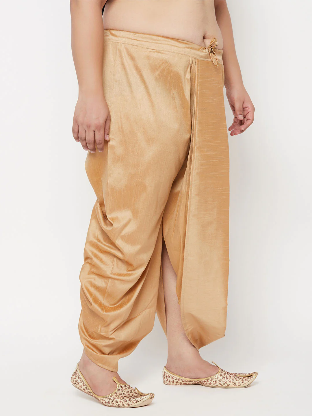 Men's Plus Size Rose Gold Cotton Blend Traditional Dhoti - Image 6