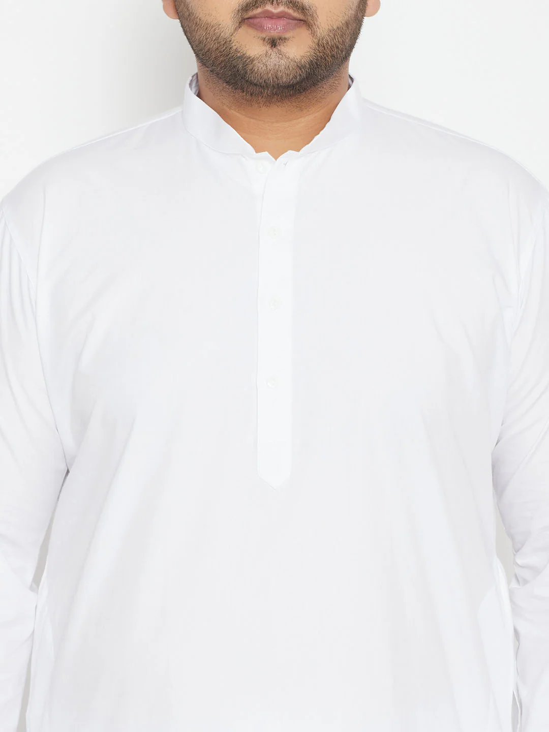 Men's Plus Size White Cotton Blend Kurta - Image 4