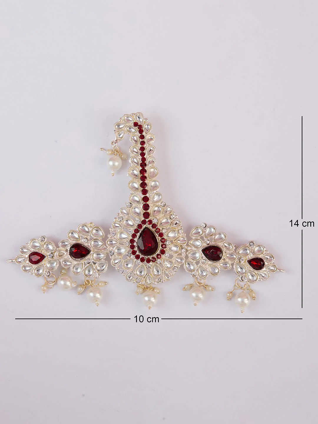 Men's Red & Silver Kundan Polki Kalangi - Image 4