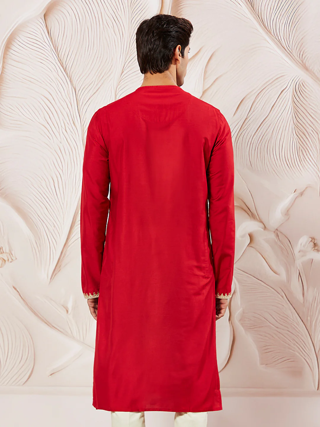 Men's Red Viscose Kurta - Image 4