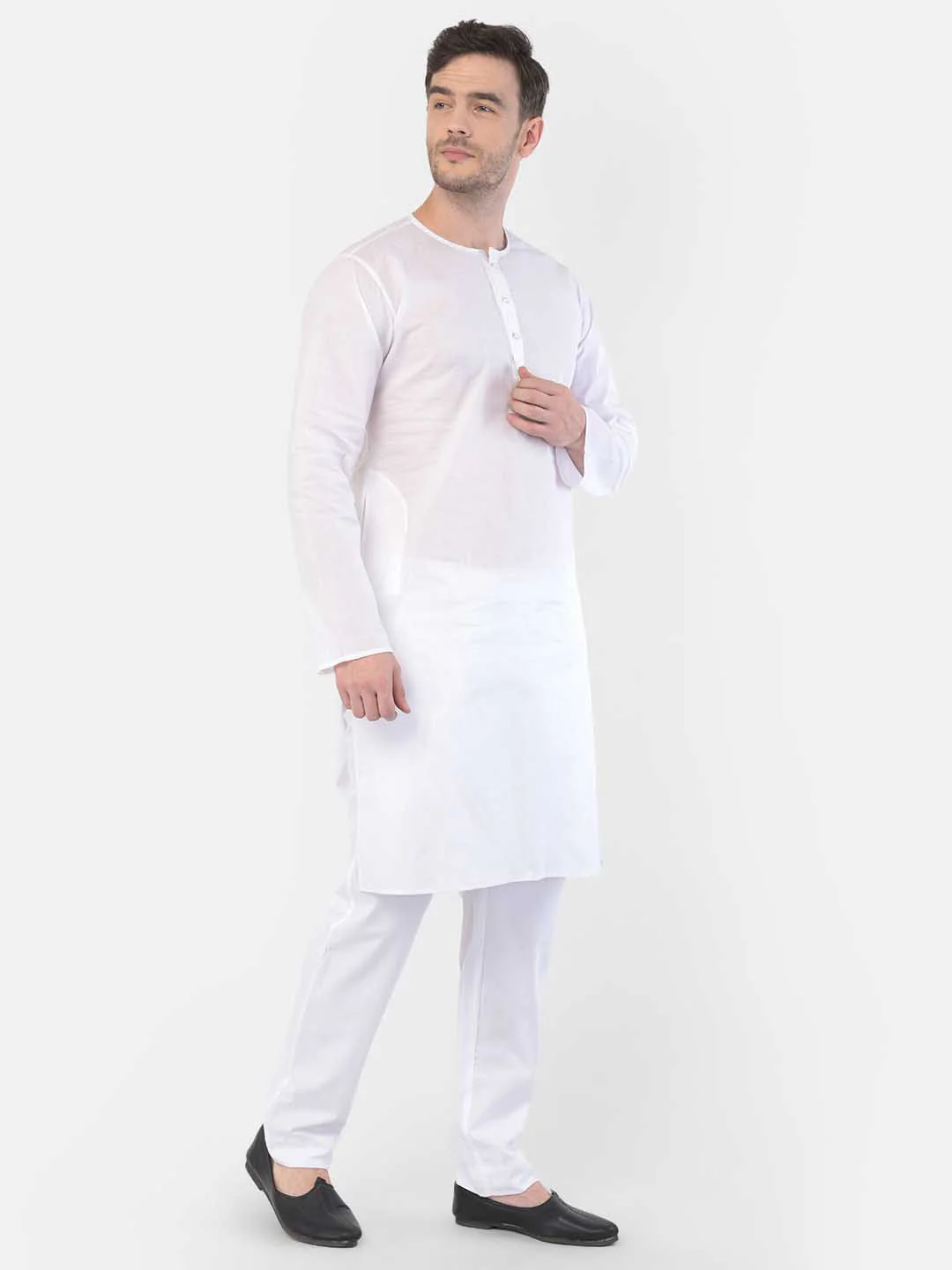 Men's White Cotton Addi Kurta - Image 5