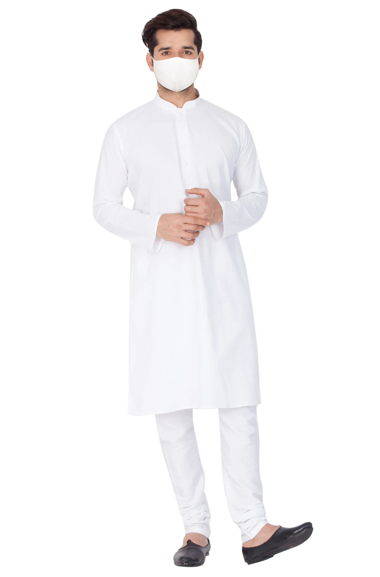 VASTRAMAY Men's White Cotton Kurta and Pyjama Set - Image 2