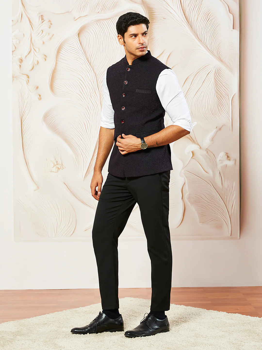 Men's Wine - Nehru Jacket - Image 5