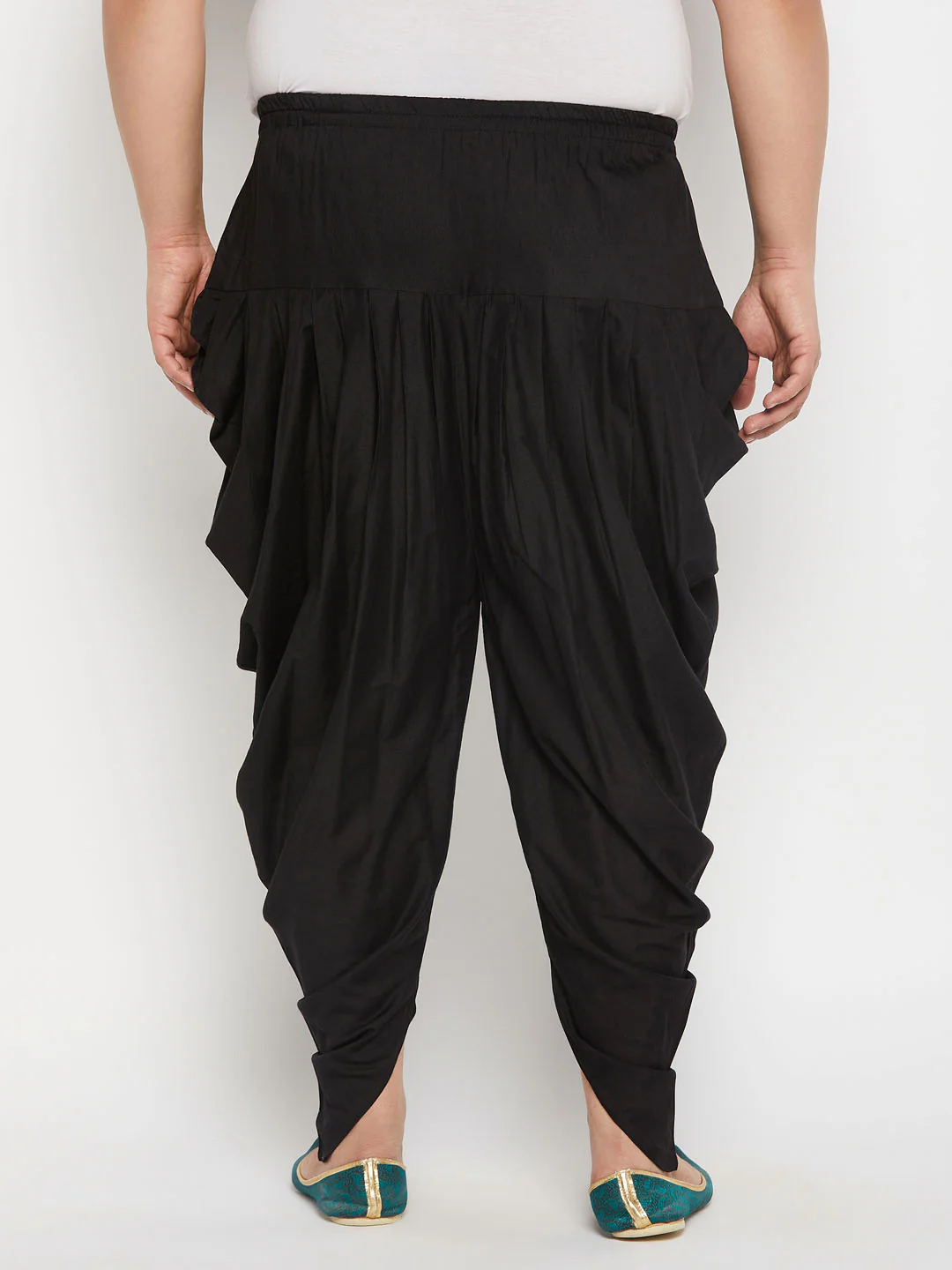 Men's Plus  Size Black Solid Cowl Dhoti Pant - Image 3
