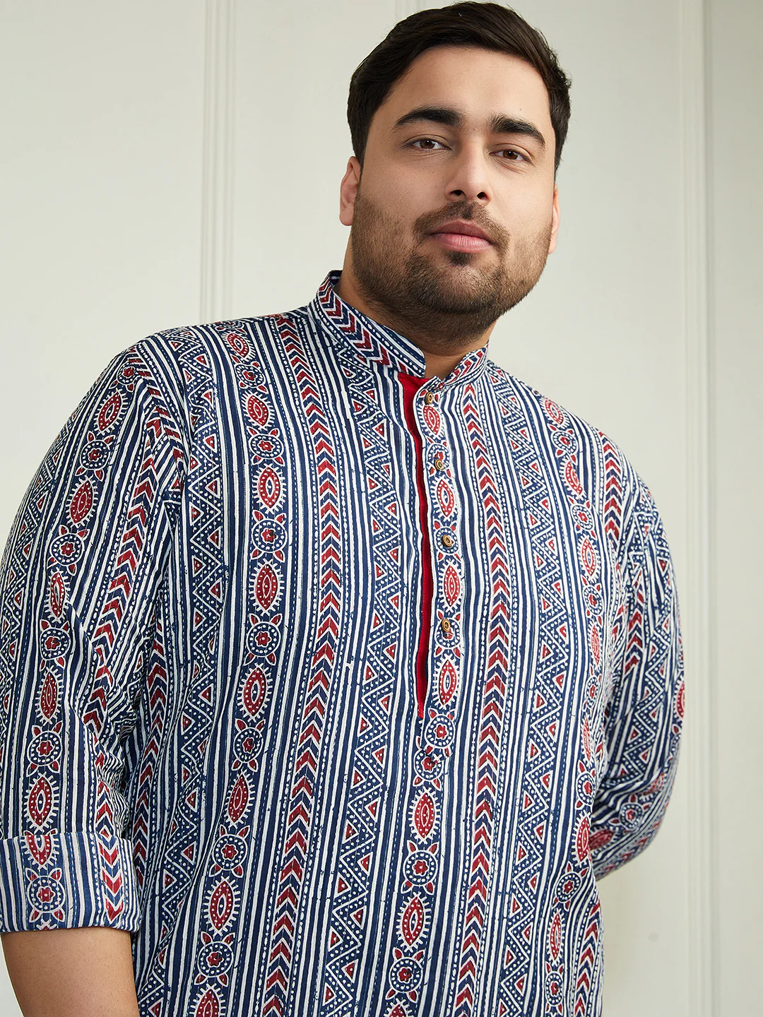 Plus Men's Indigo Blue Cotton Kurta - Image 2