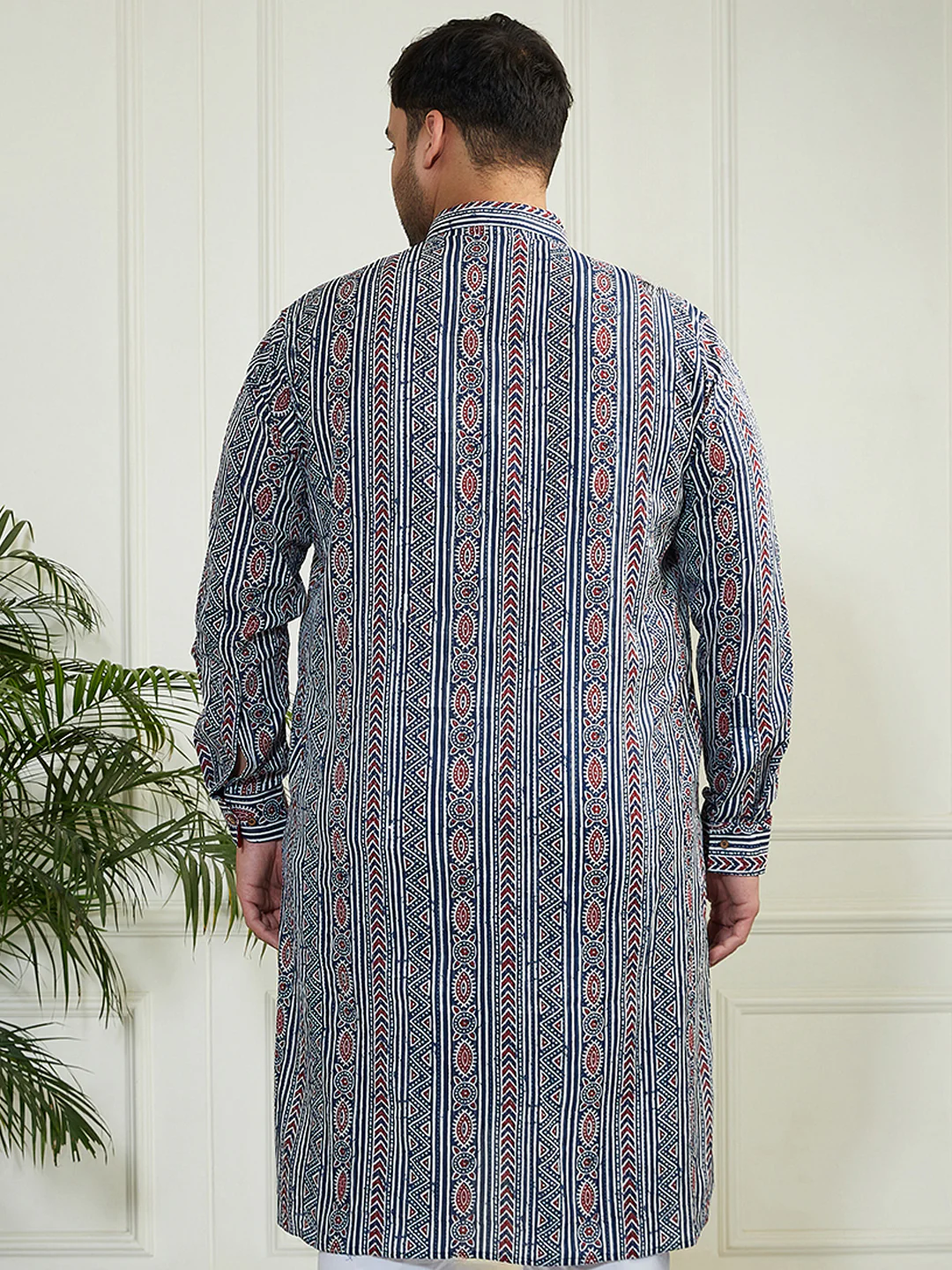 Plus Men's Indigo Blue Cotton Kurta - Image 4