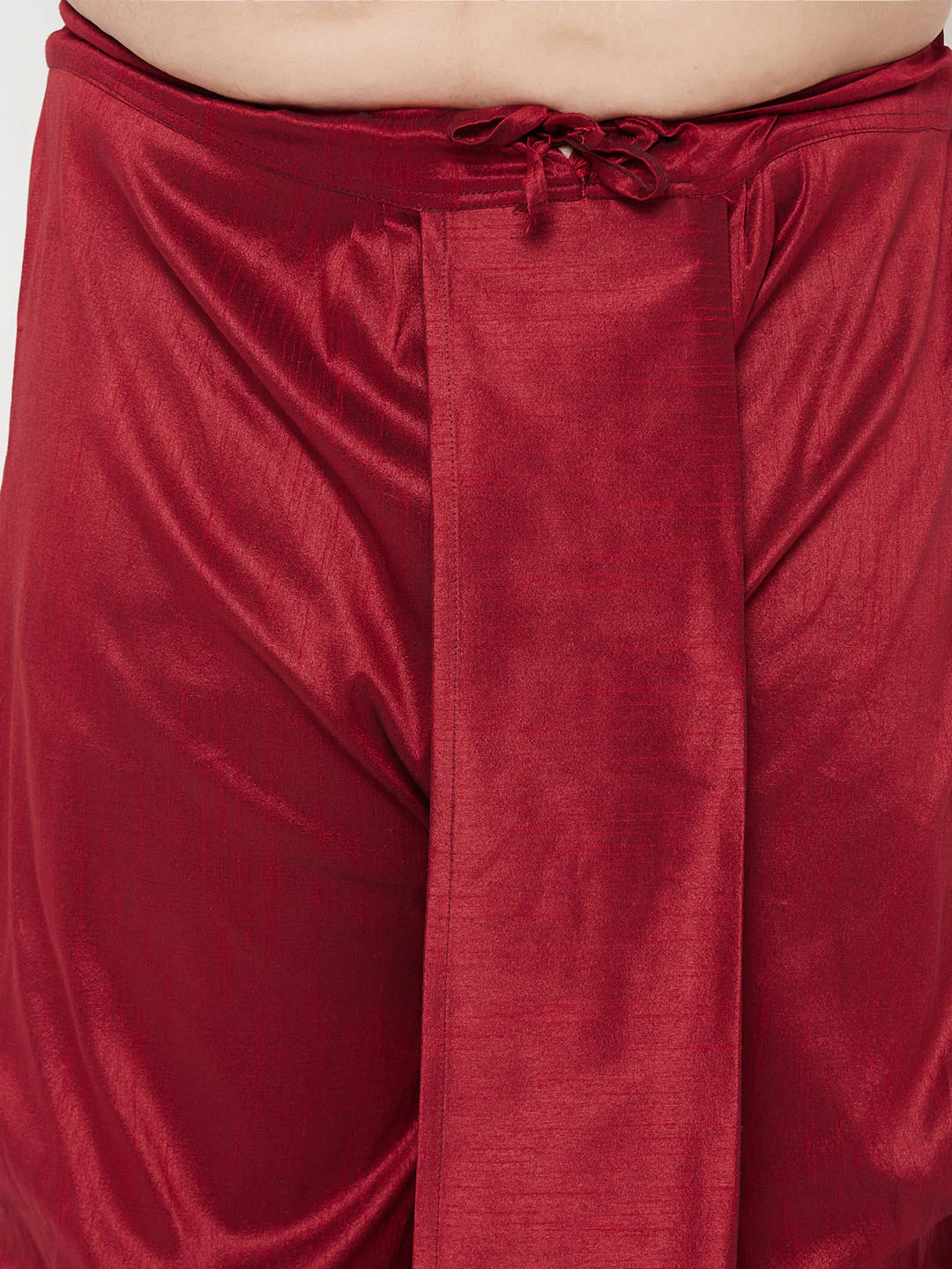 Plus Men's Maroon Nehru Jacket With Black Kurta And Maroon Dhoti Set - Image 5