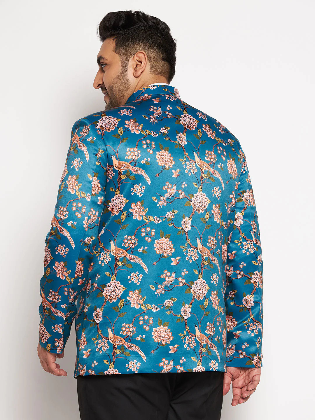 Plus Size Men's Turquoise Silk Blend Jodhpuri - Image 3