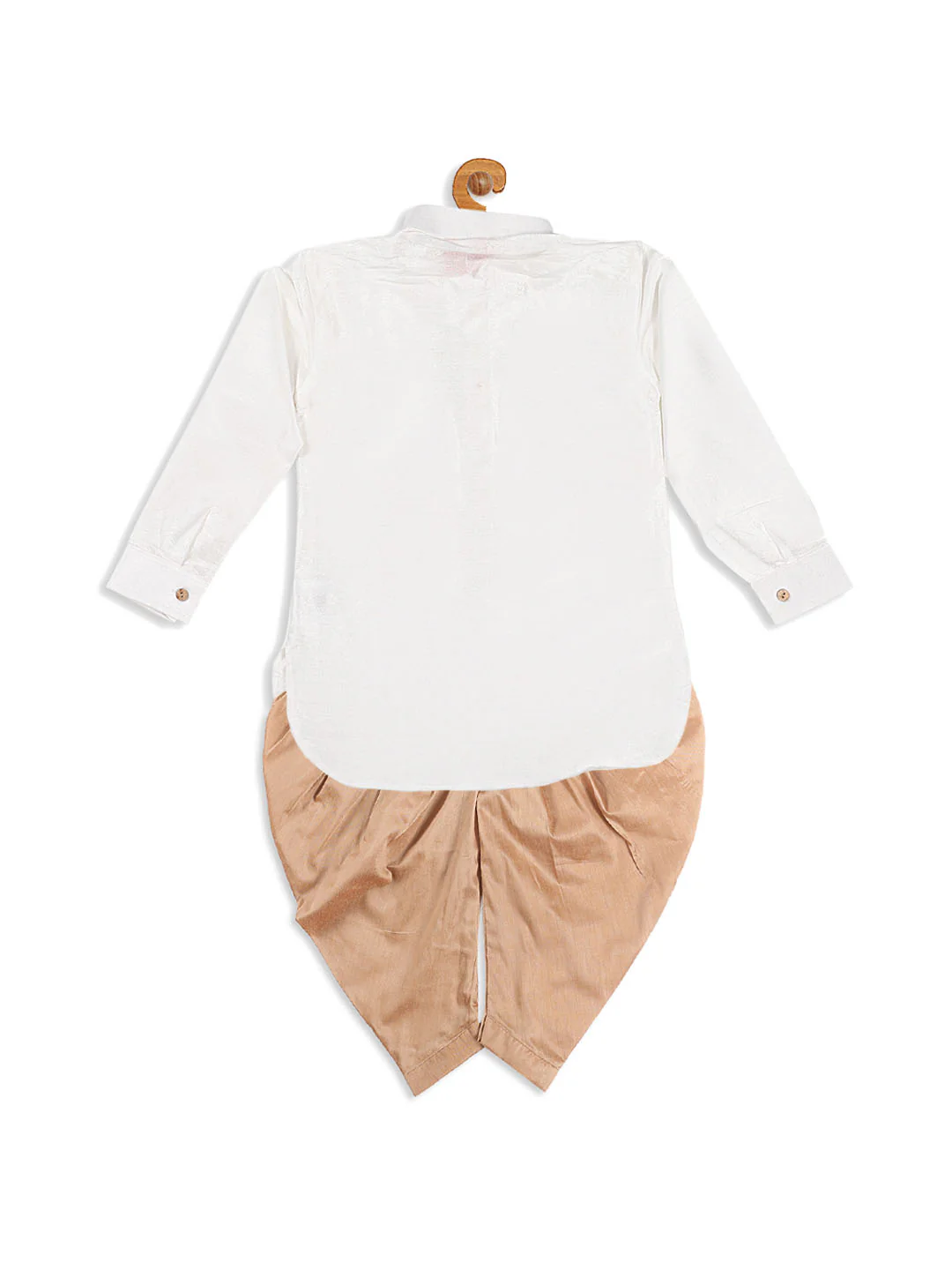 Sishu Boy's White & Rose Gold Kurta With Dhoti Pant Set - Image 4